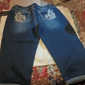 Cato Dark Blue Cropped Jeans with Embroidered Pockets